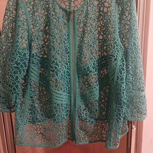 VintageTurquoise lace Peter Nygard jacket in size  Large